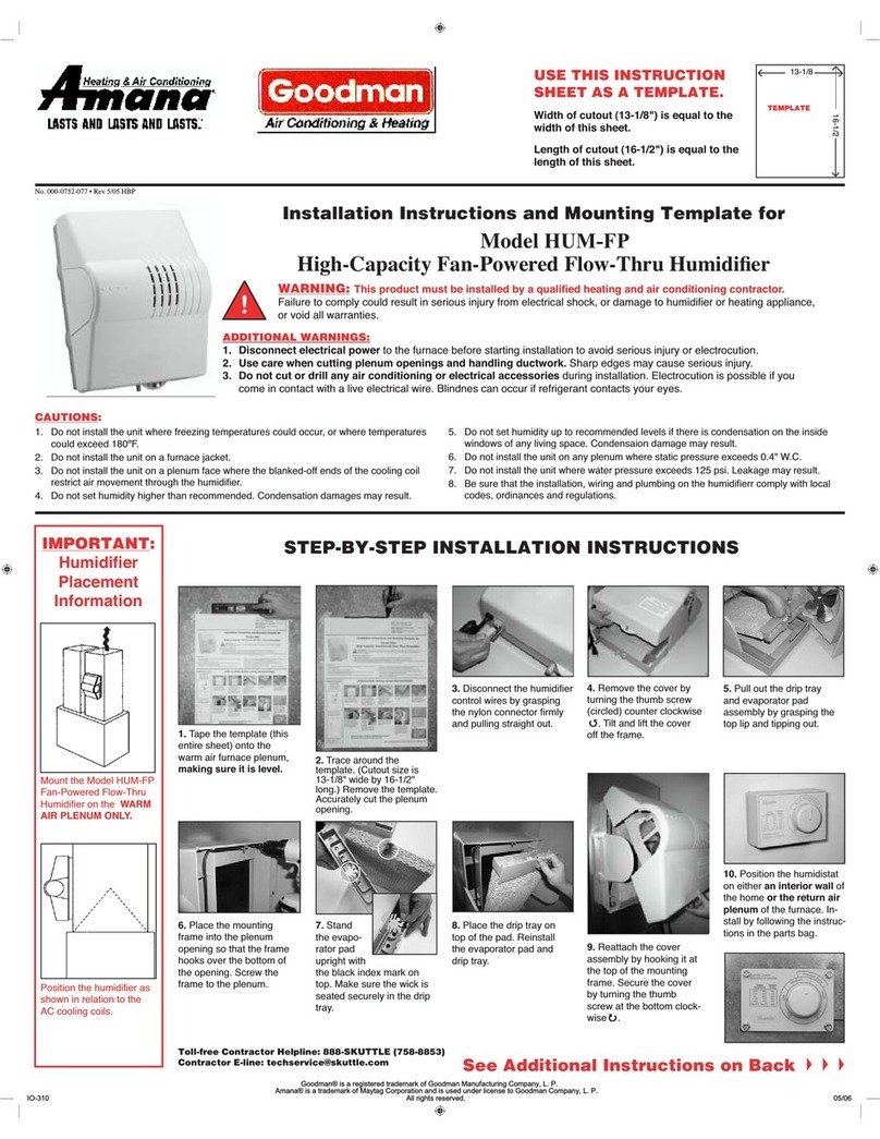 Goodman HUM-FP installation instructions