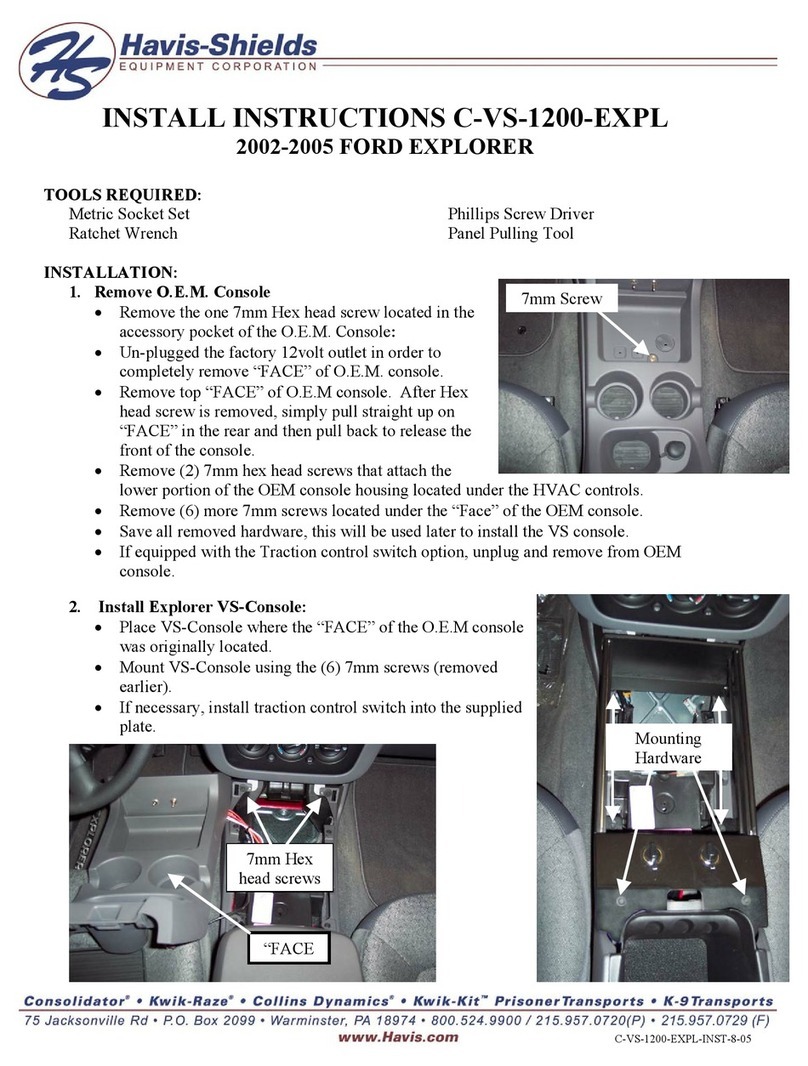 Havis-Shields Ford Explorer C-VS-1200-EXPL Configuration guide Havis-Shields Ford Explorer C-VS-1200-EXPL Configuration guide