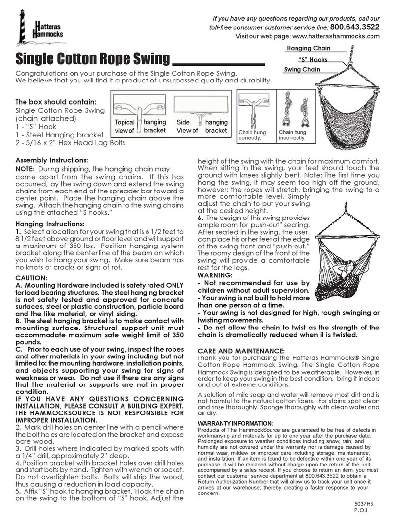 Hatteras Single Cotton Rope Swing instructions