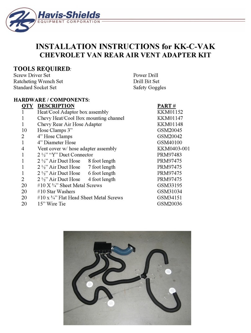 Havis-Shields Chevrolet Van Rear Air Vent Adapter Kit... User manual Havis-Shields Chevrolet Van Rear Air Vent Adapter Kit... User manual