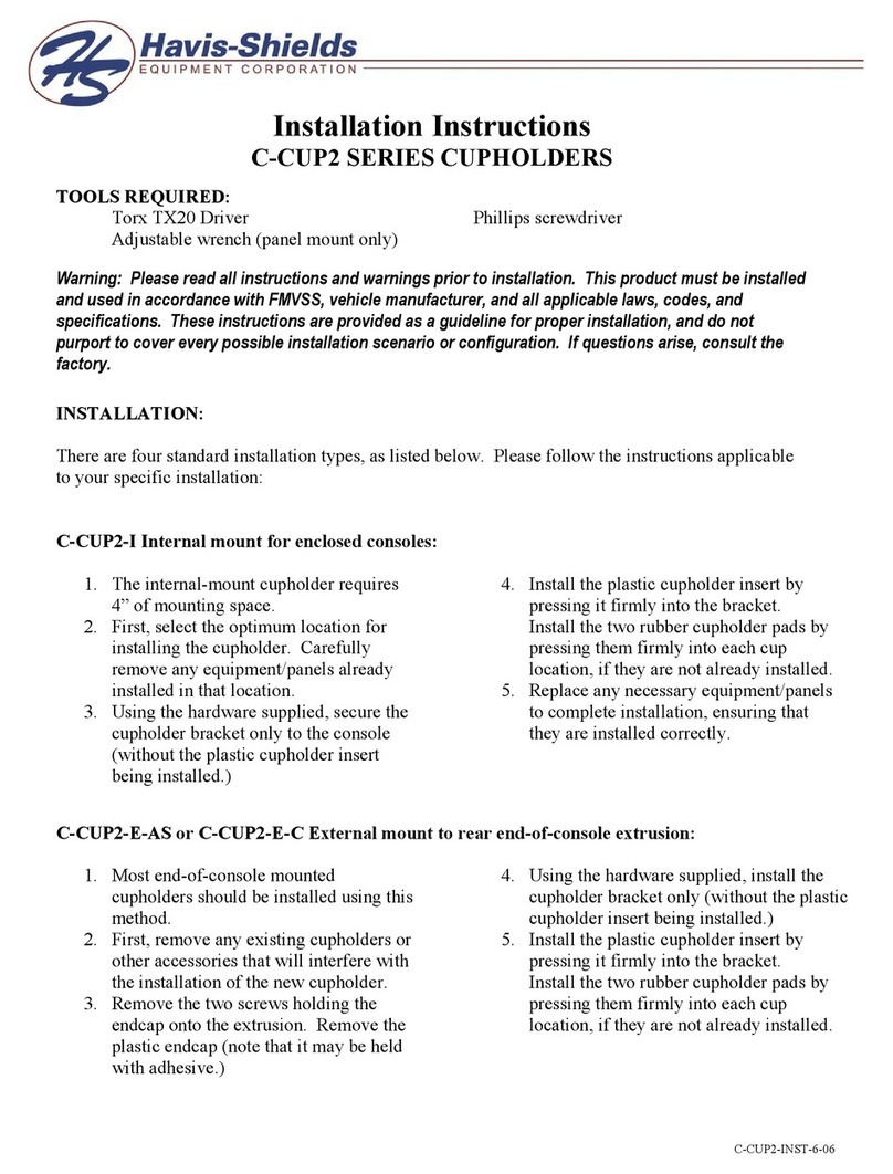 Havis-Shields Cupholders C-CUP2 Series User manual Havis-Shields Cupholders C-CUP2 Series User manual