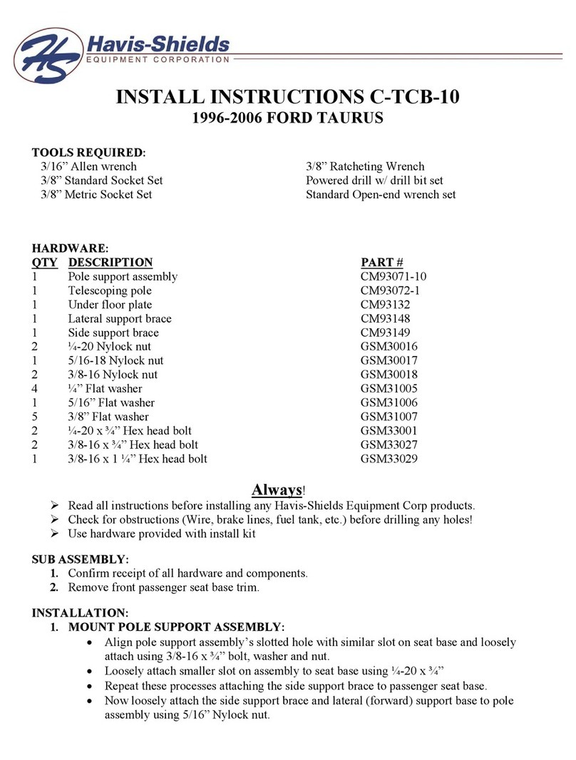 Havis-Shields 1996-2006 Ford Taurus C-TCB-10 Configuration guide Havis-Shields 1996-2006 Ford Taurus C-TCB-10 Configuration guide
