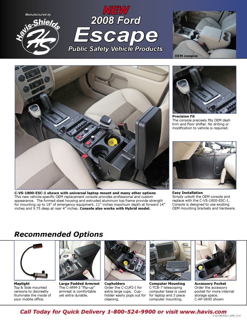 Havis-Shields Vehicle Specific Console C-VS-1800-ESC-1 User manual Havis-Shields Vehicle Specific Console C-VS-1800-ESC-1 User manual