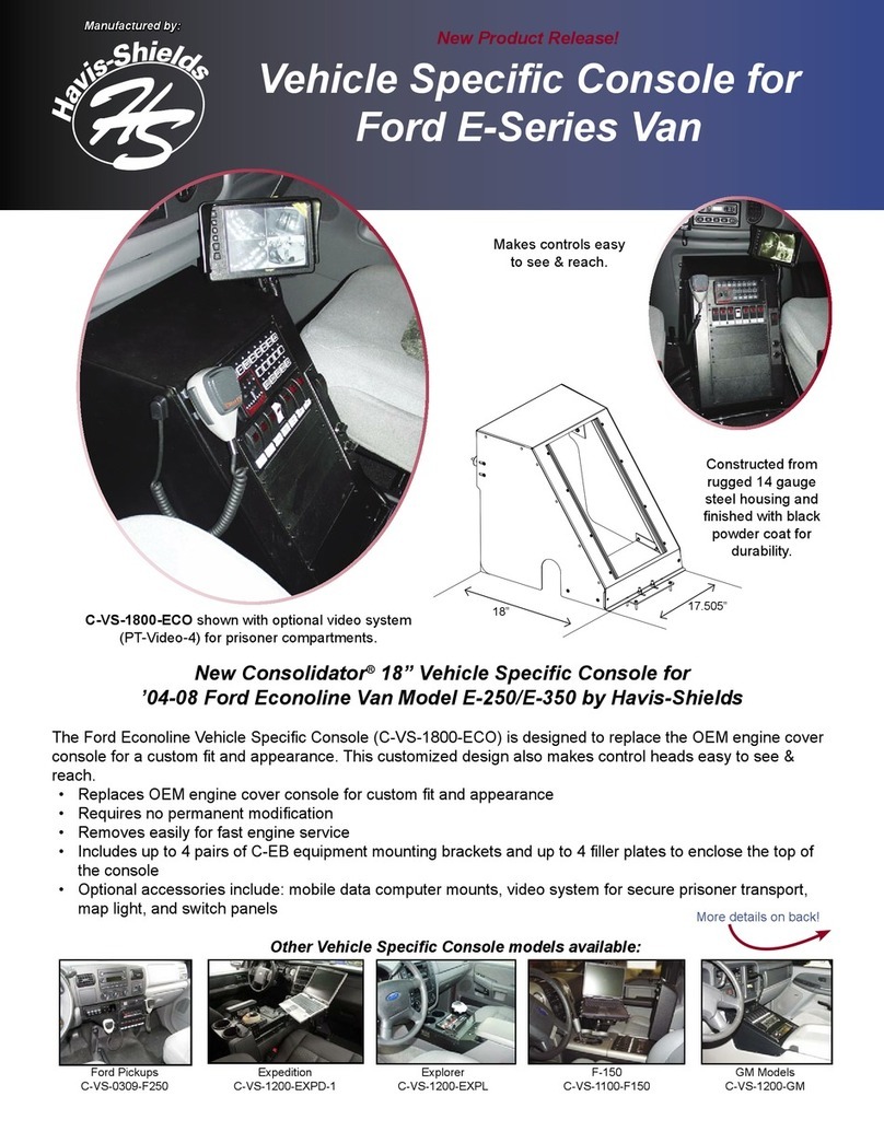 Havis-Shields 18" Vehicle Specific Console for '04-08 Ford Econoline Van... User manual Havis-Shields 18" Vehicle Specific Console for '04-08 Ford Econoline Van... User manual