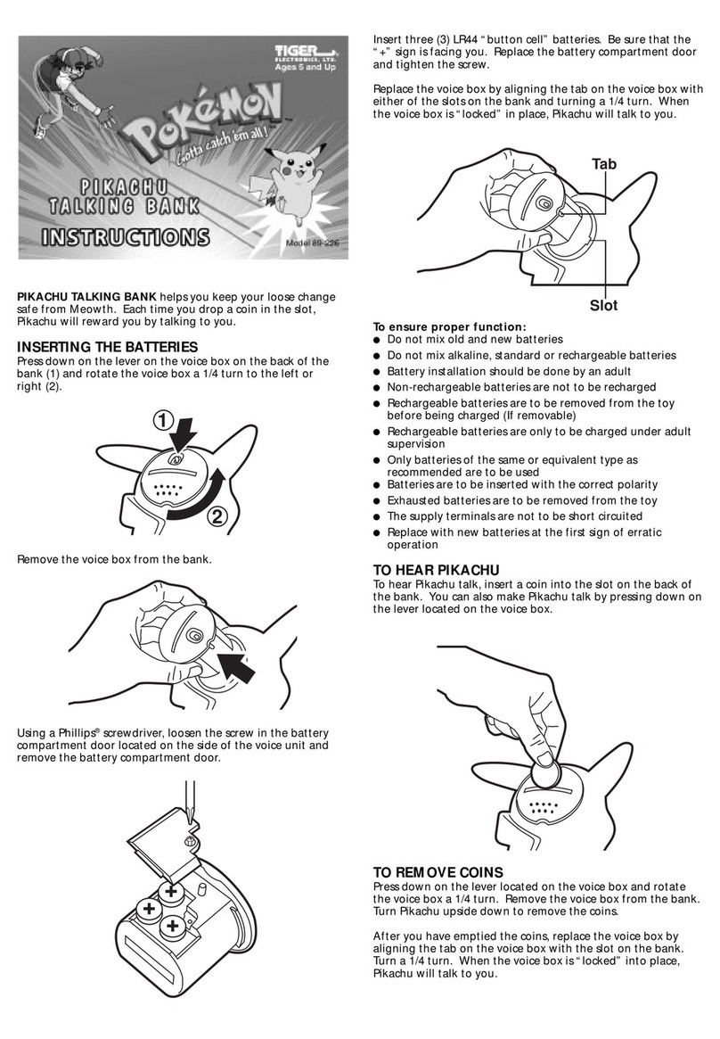 Tiger Electronics Pikachu Talking Bank 89226 User manual