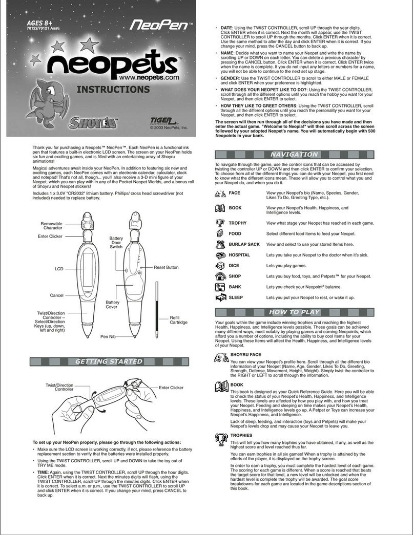 Tiger Electronics Neopets Shoyru Pen 70122/70121 User manual