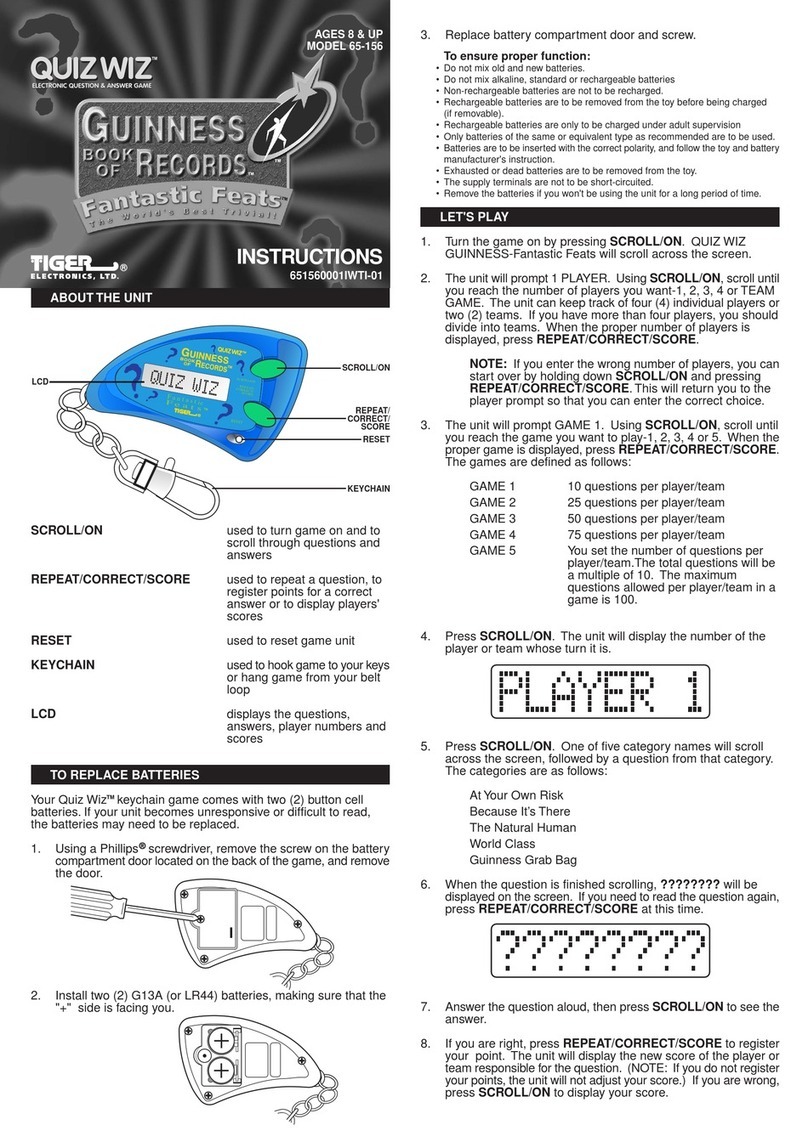 Hasbro Quiz Wiz Keychain Game 65-156 User manual