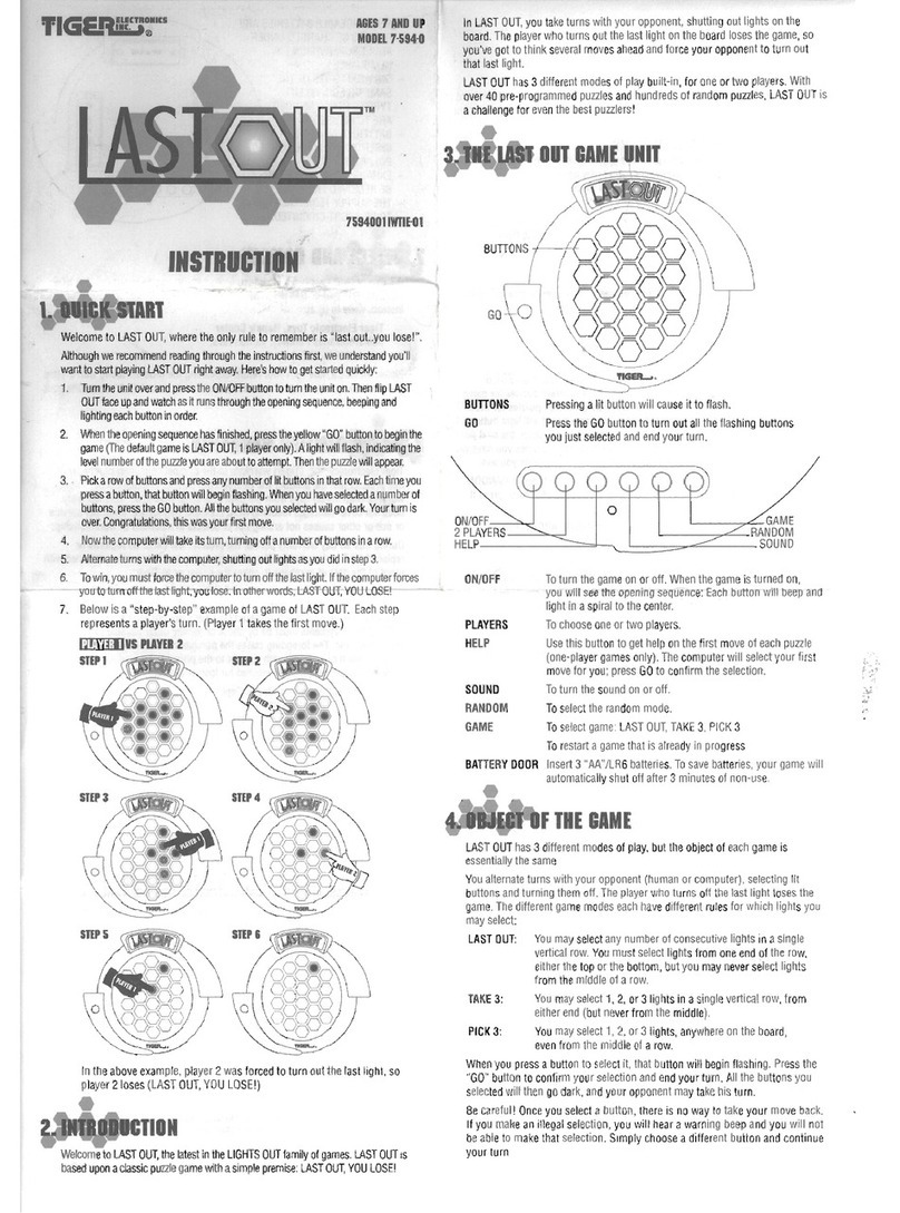Tiger Electronics Last Out 7-584-0 User manual