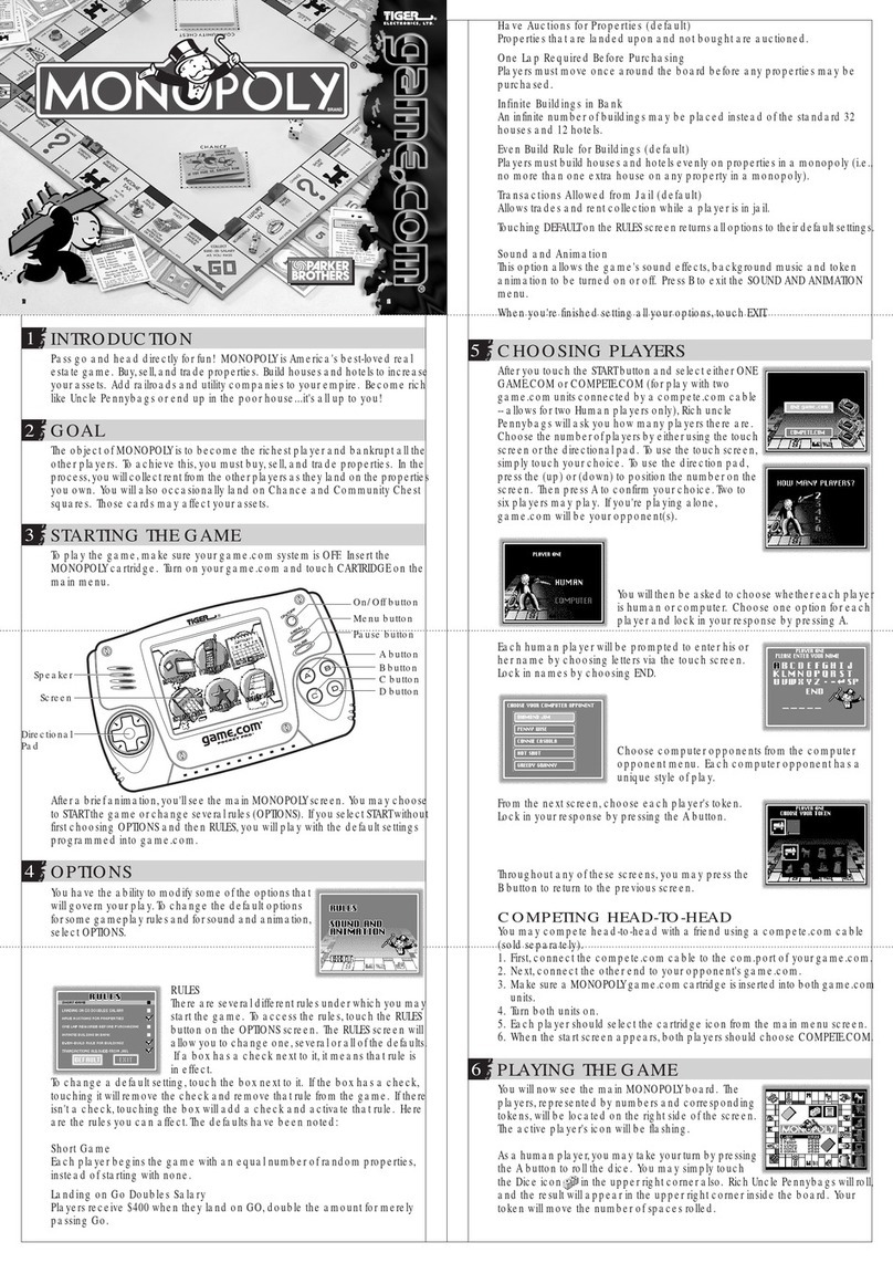 Tiger Electronics Monopoly 71-752 User manual Tiger Electronics Monopoly 71-752 User manual