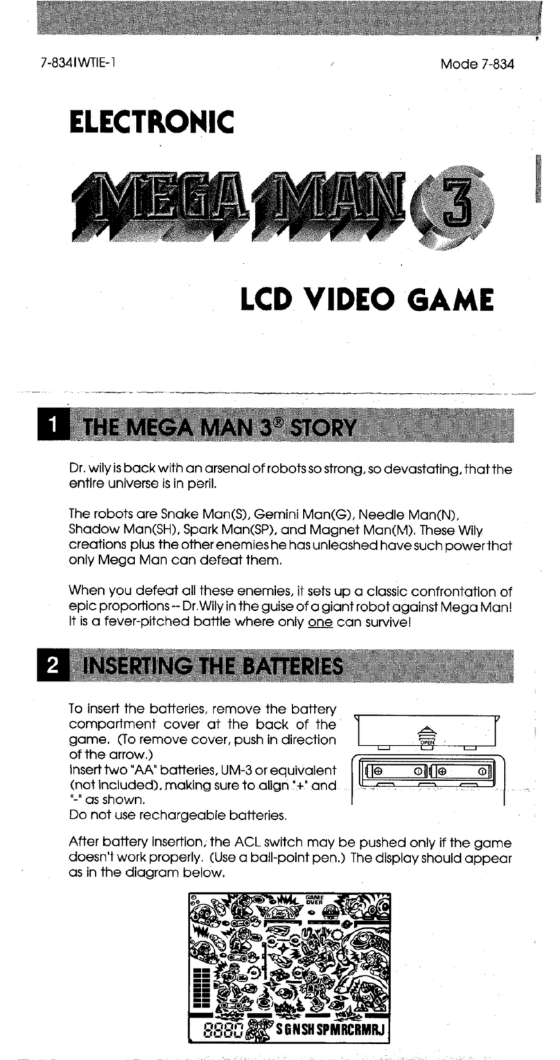 Tiger Electronics Mega Man 3 LCD Video Game 7-834 instruction manual Tiger Electronics Mega Man 3 LCD Video Game 7-834 instruction manual