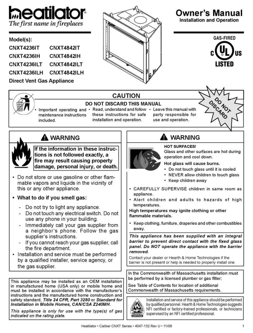 Heatilator Direct Vent Gas Appliance CNXT4236IH owner's manual Heatilator Direct Vent Gas Appliance CNXT4236IH owner's manual