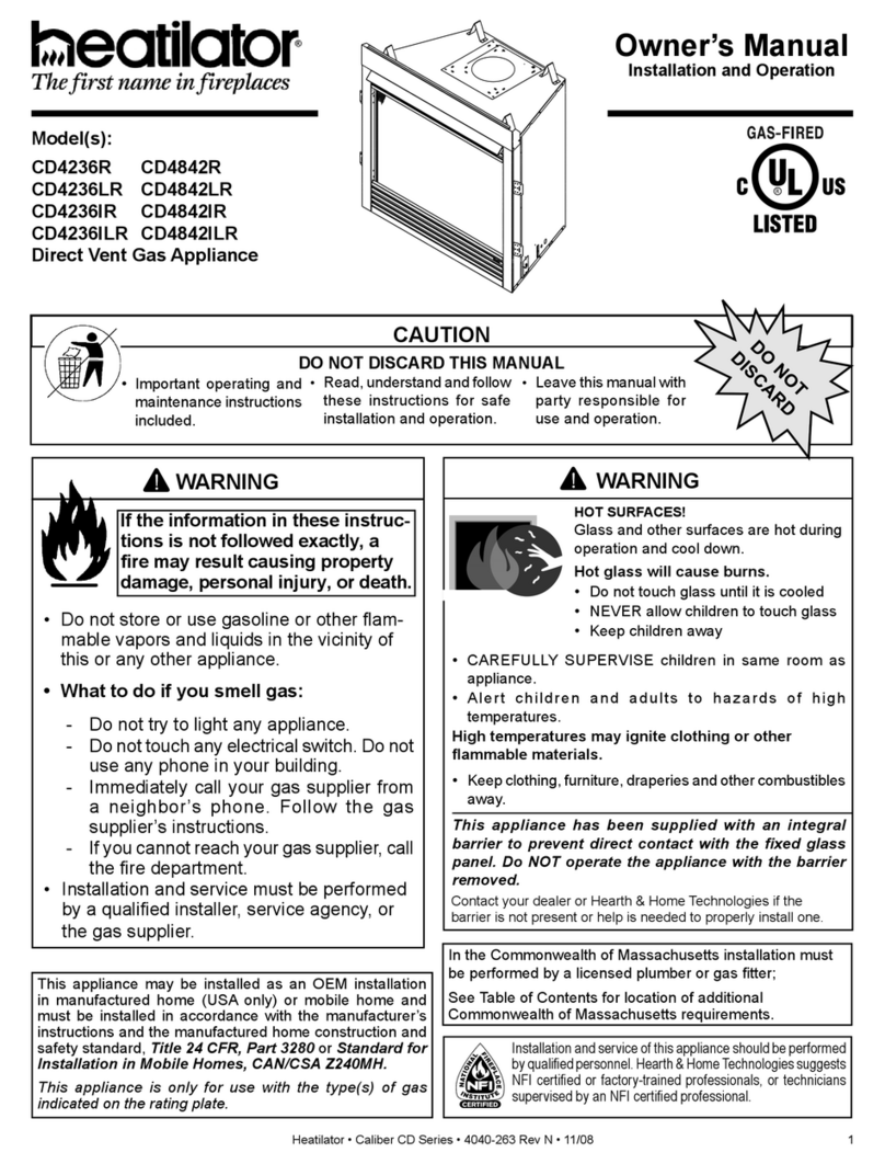 Heatilator Direct Vent Gas Appliance CD4236ILR owner's manual