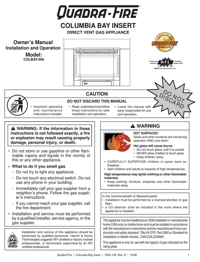 Quadra-Fire Vented Gas Fireplace Heater COLBAY-INS Safety guide