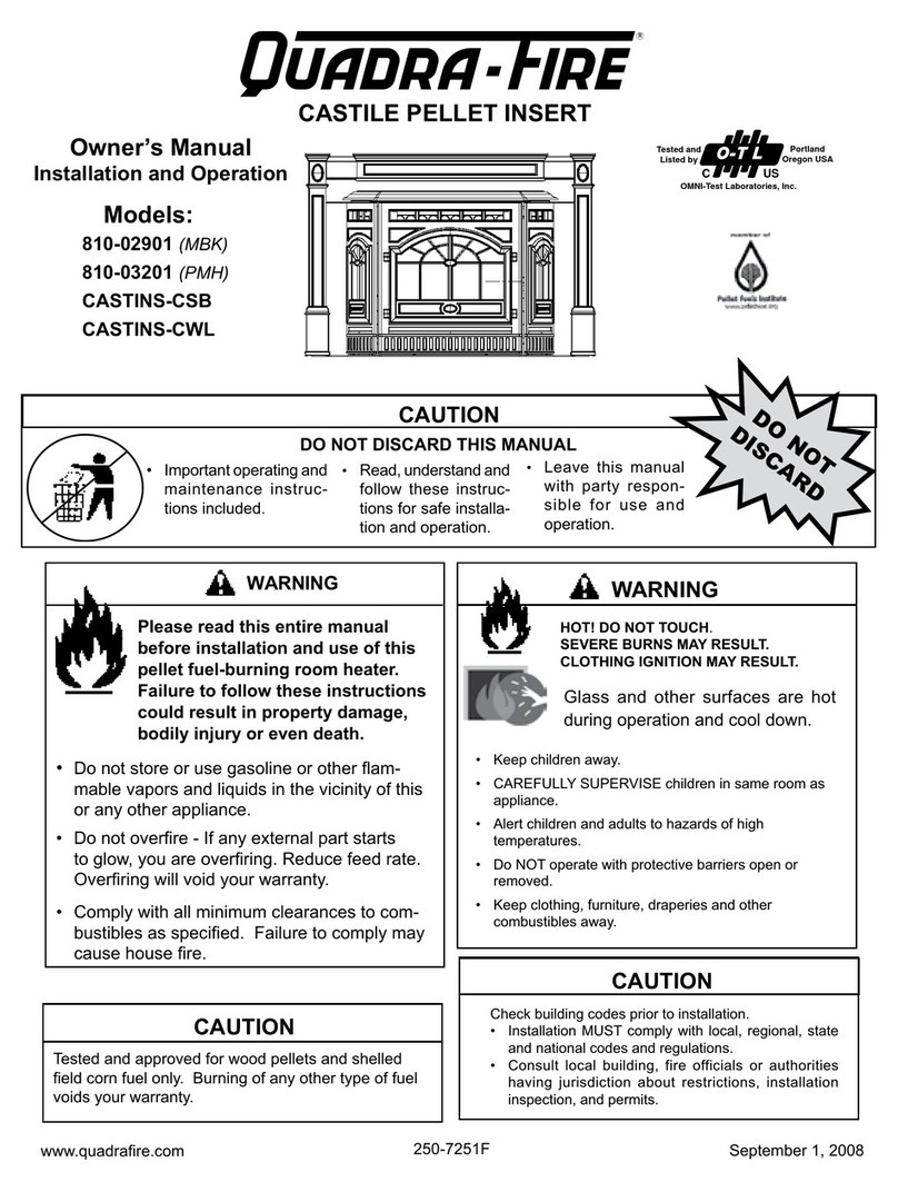 Quadra-Fire Castile Insert Pellet 810-02901 (MBK) owner's manual Quadra-Fire Castile Insert Pellet 810-02901 (MBK) owner's manual