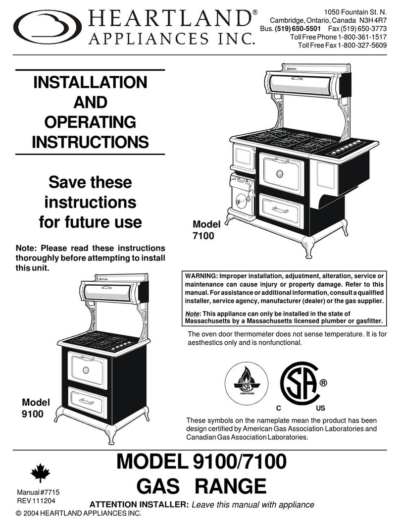 Heartland Appliances 7100 User manual