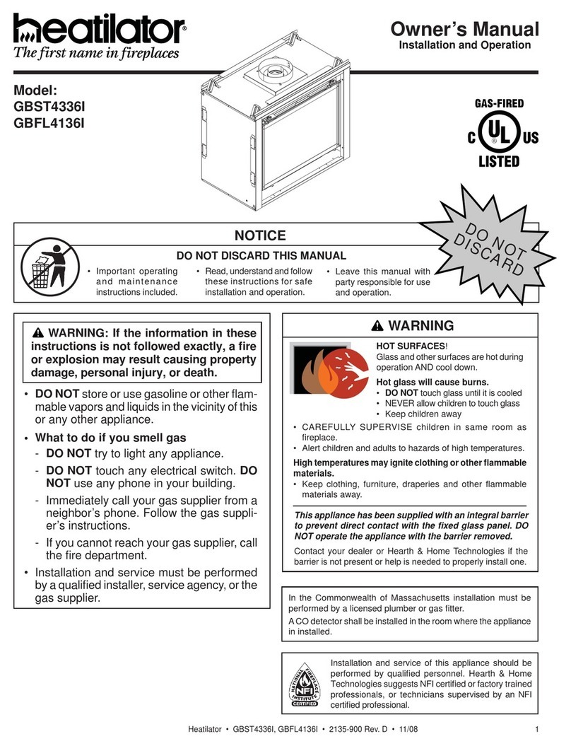 Heatilator Gas Fireplace GBFL4136I User manual Heatilator Gas Fireplace GBFL4136I User manual