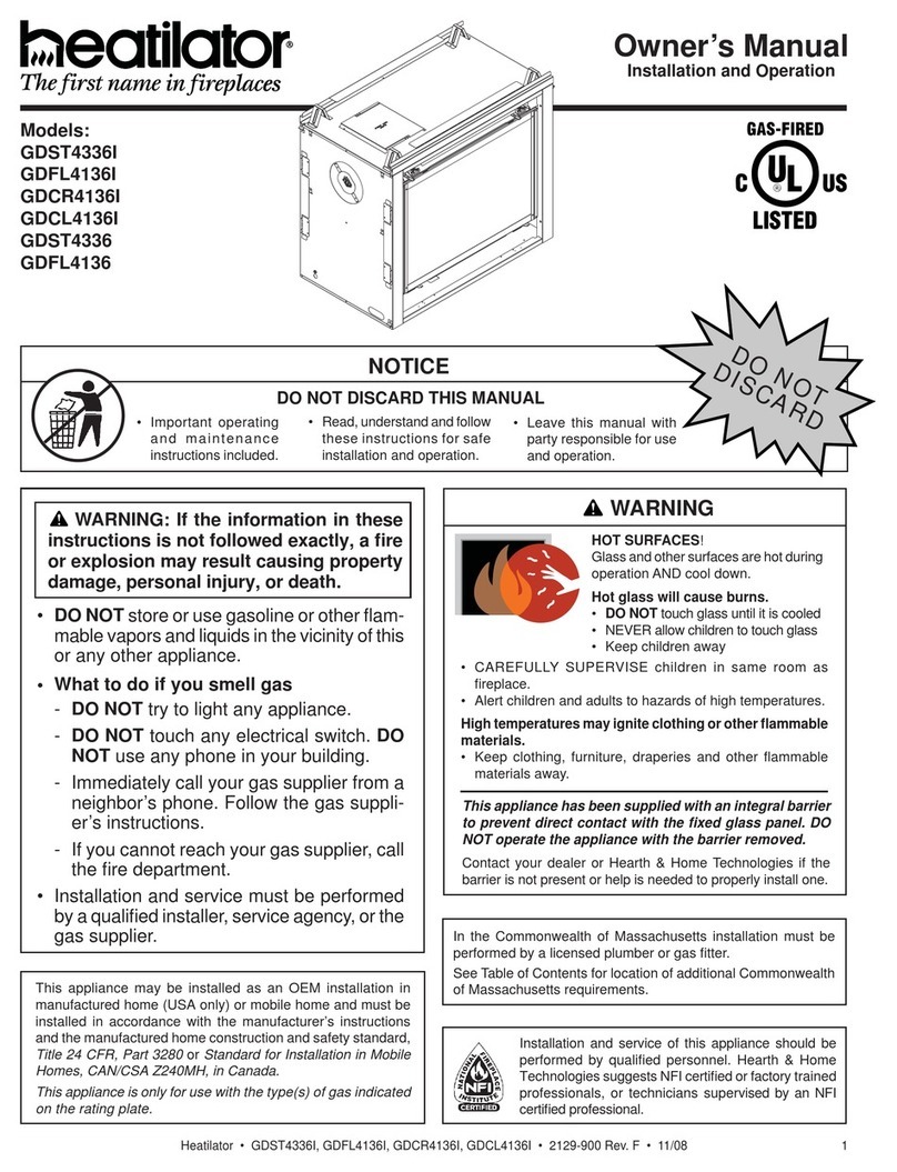 Heatilator Gas Fireplace GDCL4136I User manual