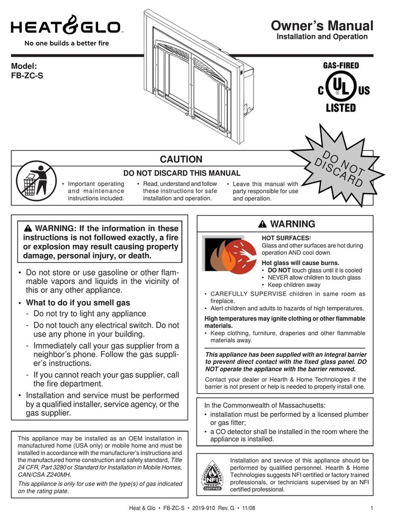 Heat & Glo FB-ZC-S User manual Heat & Glo FB-ZC-S User manual