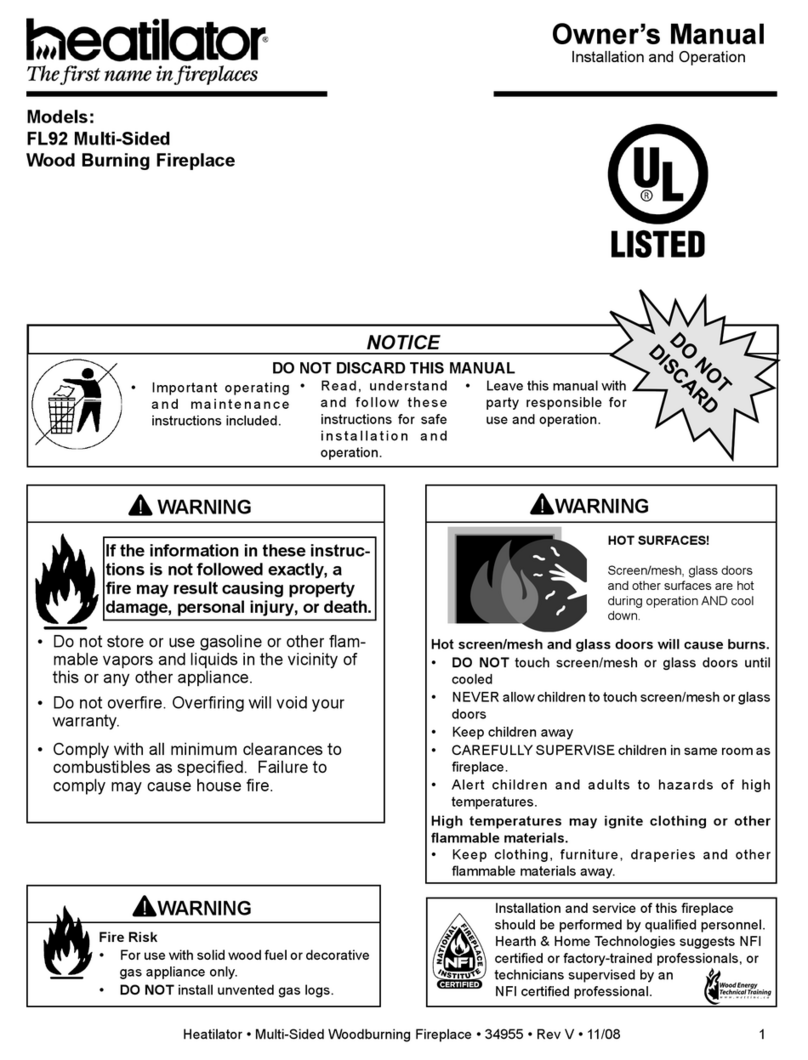 Heatilator FL92 owner's manual