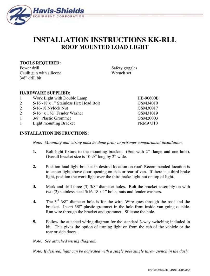 Havis-Shields Roof Mounted Load Light KK-RLL installation instructions