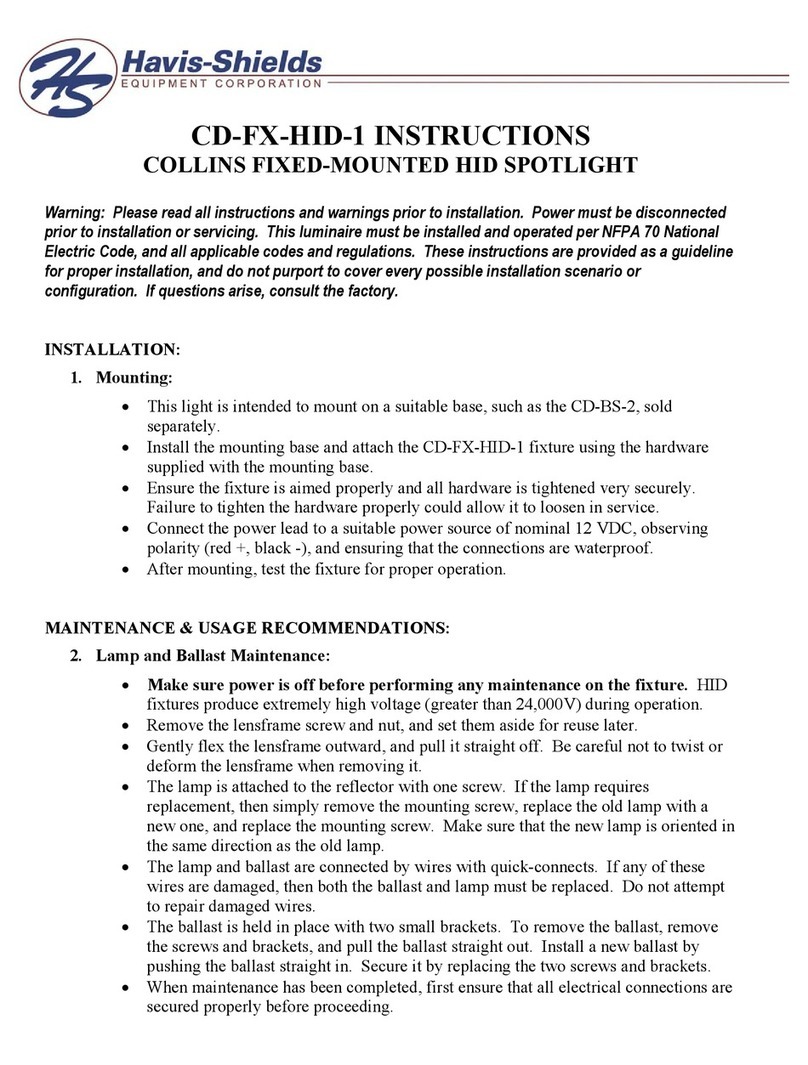 Havis-Shields Collins Fixed-Mounted Hid Spotlight... installation instructions