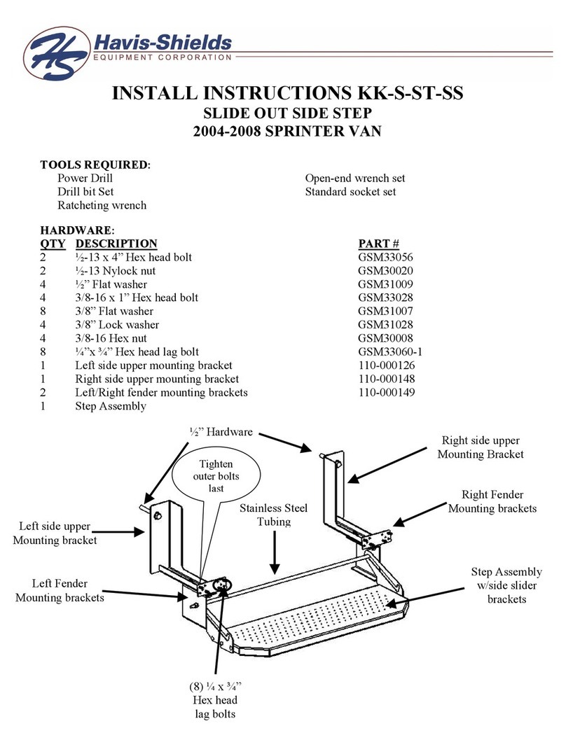 Havis-Shields Van Slide Out Side Step KK-S-ST-SS Configuration guide