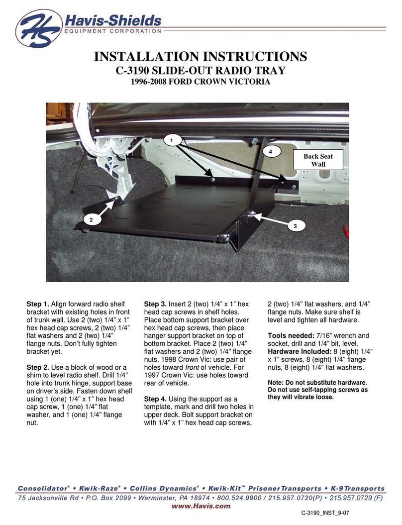 Havis-Shields Slide-Out Radio Tray C-3190 installation instructions