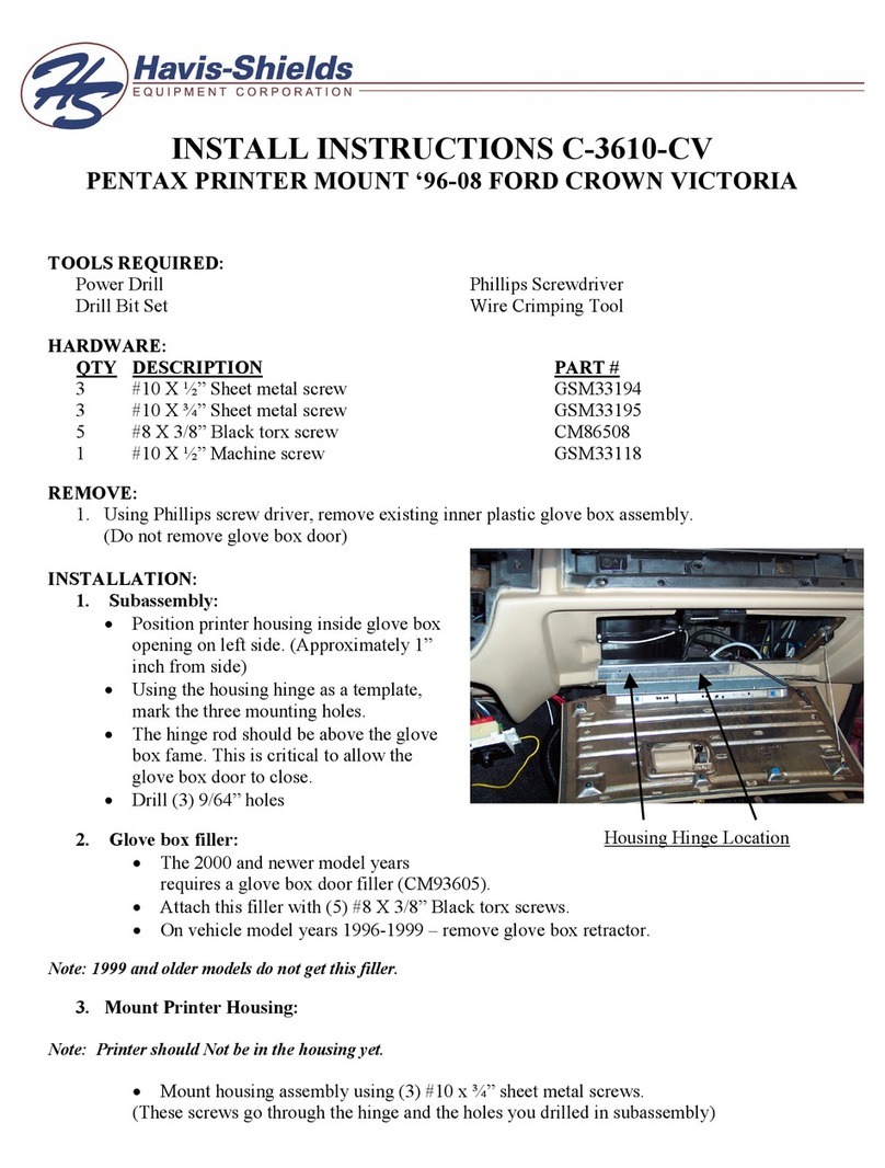 Havis-Shields Pentax Printer Mount '96-08 Ford Crown Victoria... Install instructions Havis-Shields Pentax Printer Mount '96-08 Ford Crown Victoria... Install instructions