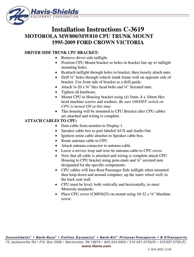 Havis-Shields Motorola MW800/MW810 CPU Trunk Mount 1995-2009 Ford Crown Victoria... User manual Havis-Shields Motorola MW800/MW810 CPU Trunk Mount 1995-2009 Ford Crown Victoria... User manual