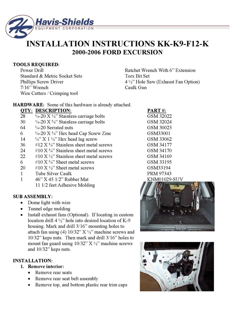 Havis-Shields KK-K9-F12-K installation instructions Havis-Shields KK-K9-F12-K installation instructions