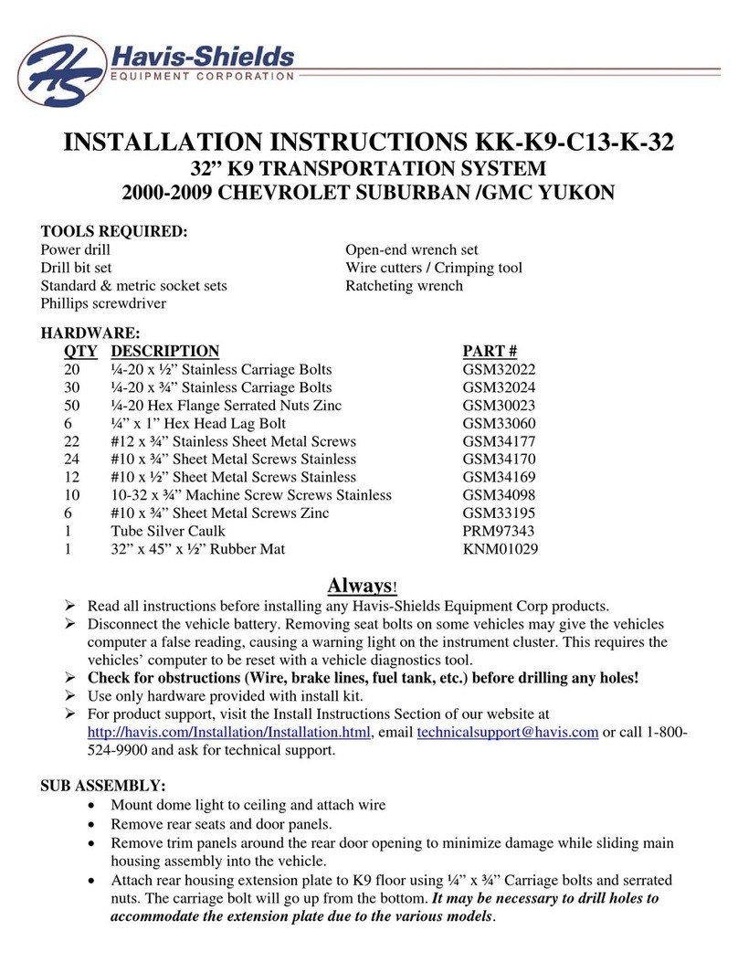 Havis-Shields KK-K9-C13-K-32 installation instructions Havis-Shields KK-K9-C13-K-32 installation instructions