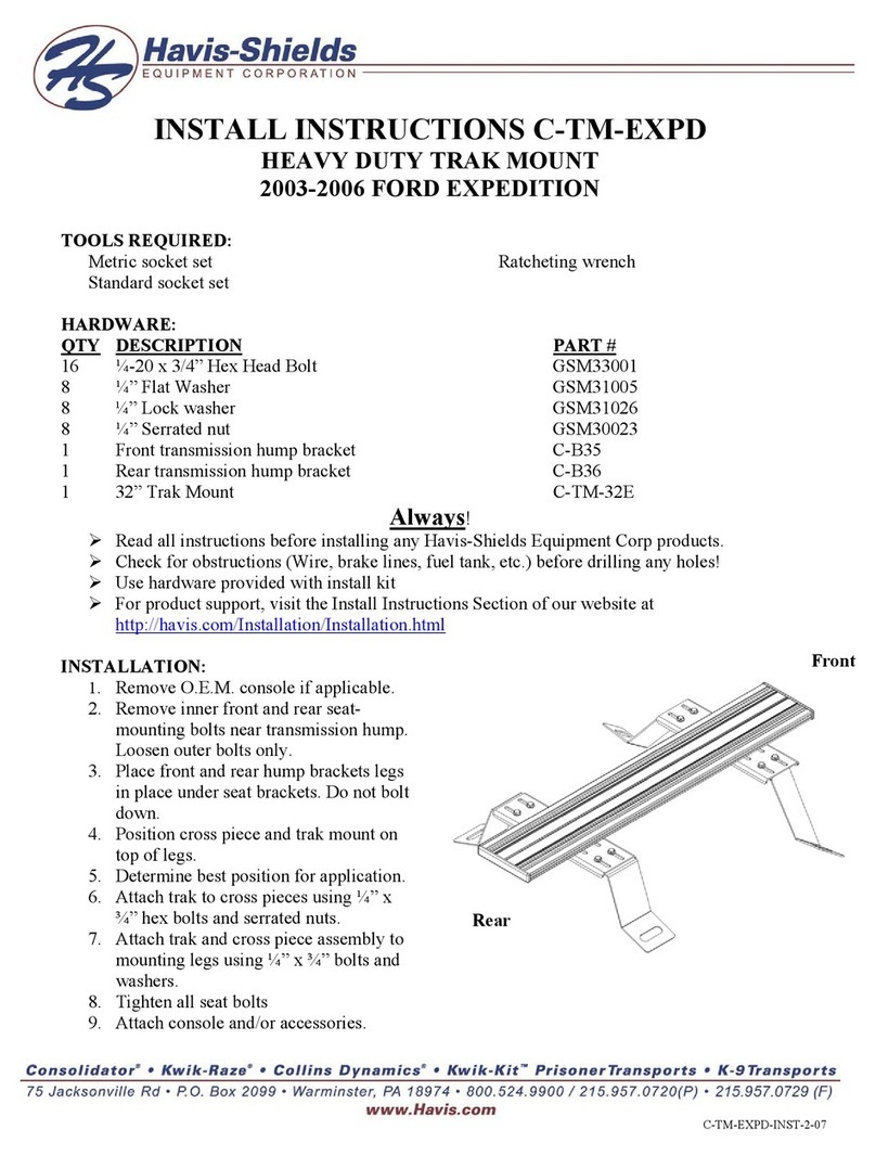 Havis-Shields Heavy Duty Trak Mount 2003-2006 Ford Expedition... Configuration guide Havis-Shields Heavy Duty Trak Mount 2003-2006 Ford Expedition... Configuration guide