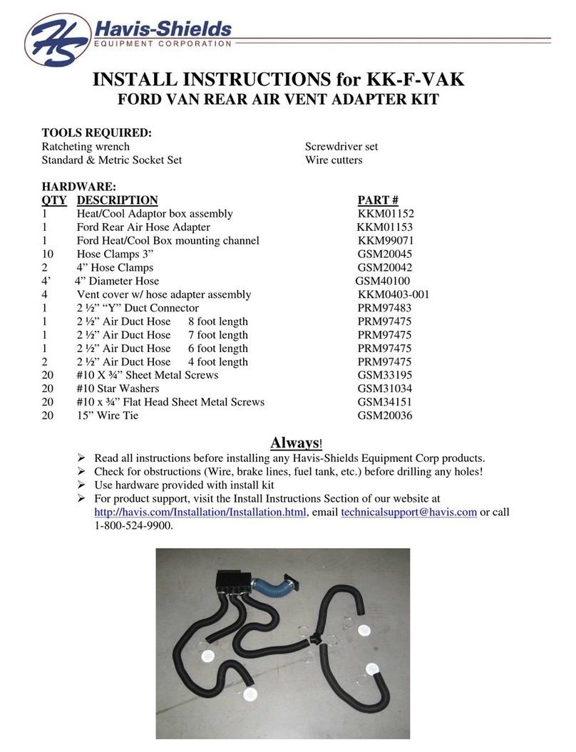 Havis-Shields Ford Van Rear Air Vent Adapter Kit KK-F-VAK Configuration guide Havis-Shields Ford Van Rear Air Vent Adapter Kit KK-F-VAK Configuration guide