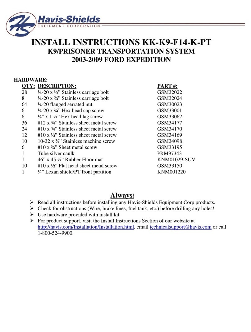 Havis-Shields K9/Prisoner Transportation System... Install instructions Havis-Shields K9/Prisoner Transportation System... Install instructions