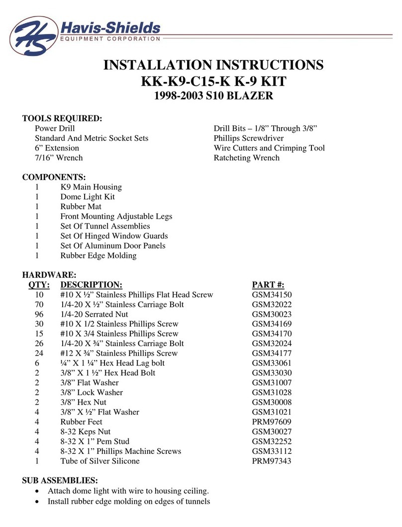 Havis-Shields K-9 Kit KK-K9-C15-K User manual Havis-Shields K-9 Kit KK-K9-C15-K User manual