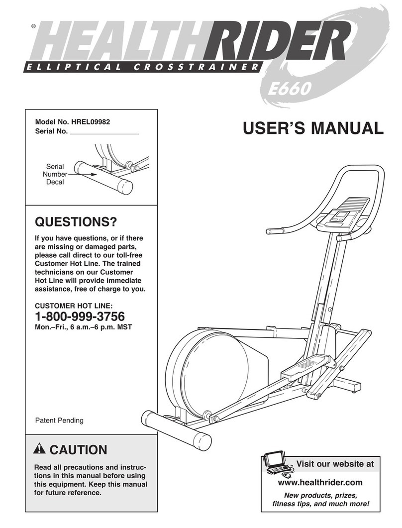 HEALTH RIDER E660 HREL09982 user manual