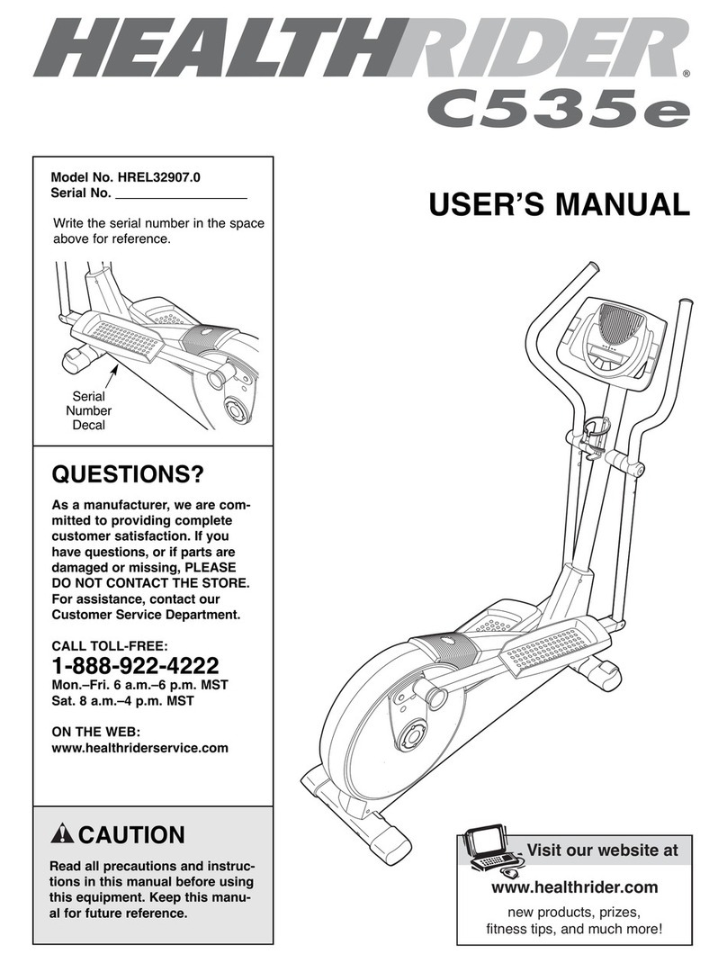 HEALTH RIDER C535E Elliptical Exerciser HREL32907.0 User manual