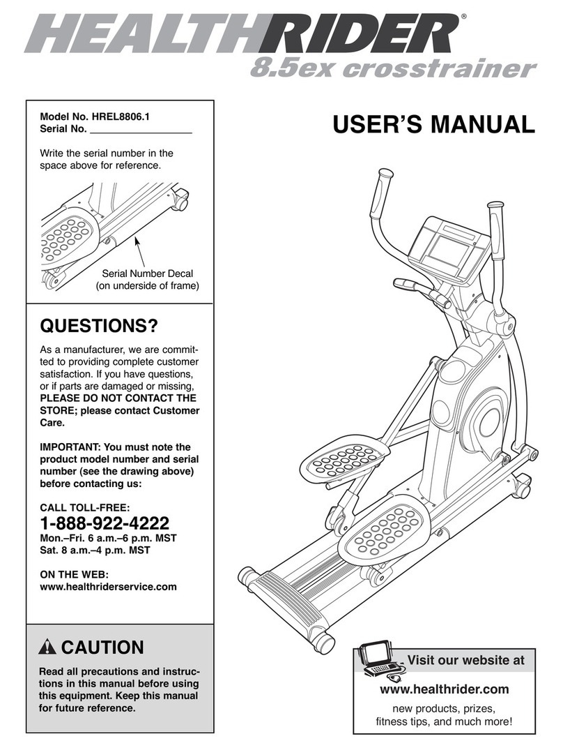 HEALTH RIDER 8.5ex Crosstrainer HREL8806.1 user manual