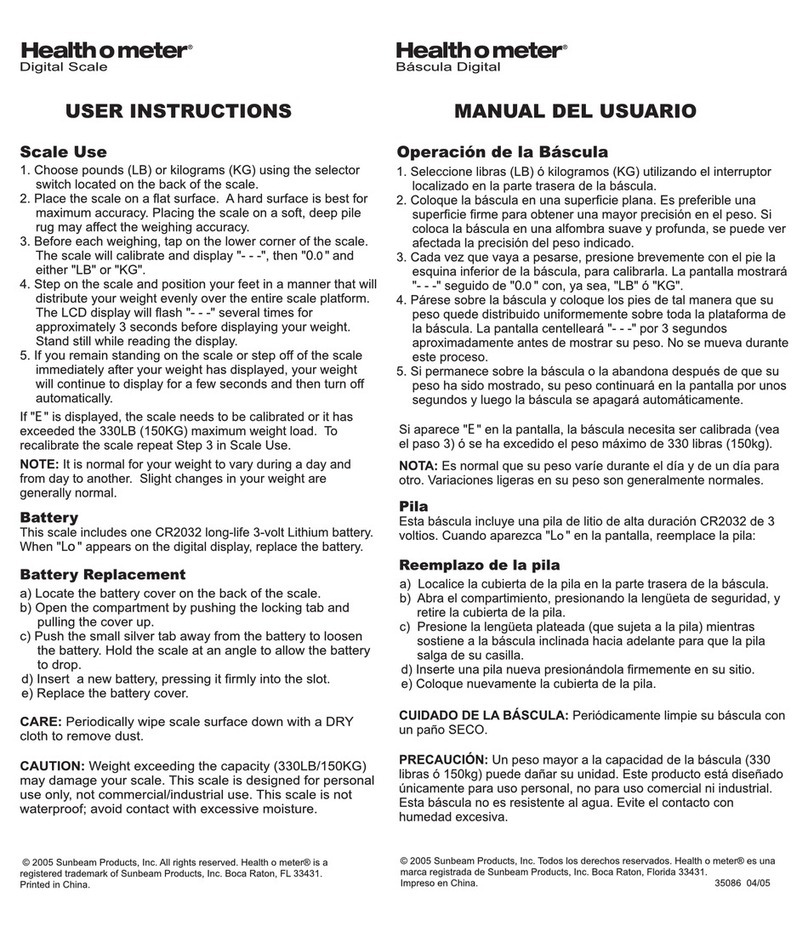 Sunbeam Health O Meter HDL155-01 User manual
