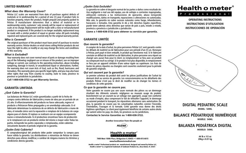 Health O Meter DIGITAL PEDIATRIC SCALE 549KL User manual