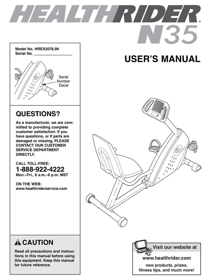 HEALTH RIDER N35 HREX2076.99 user manual