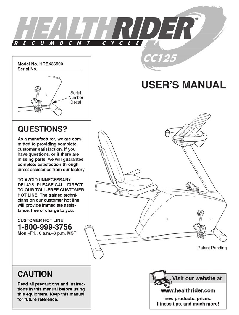 HEALTH RIDER HREX36500 User manual