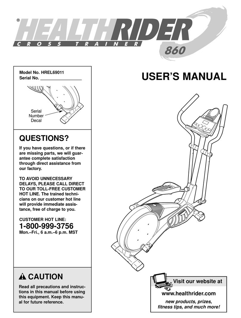 HEALTH RIDER HREL69011 manual