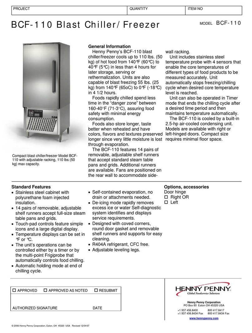 Henny Penny BCF-110 Specification sheet