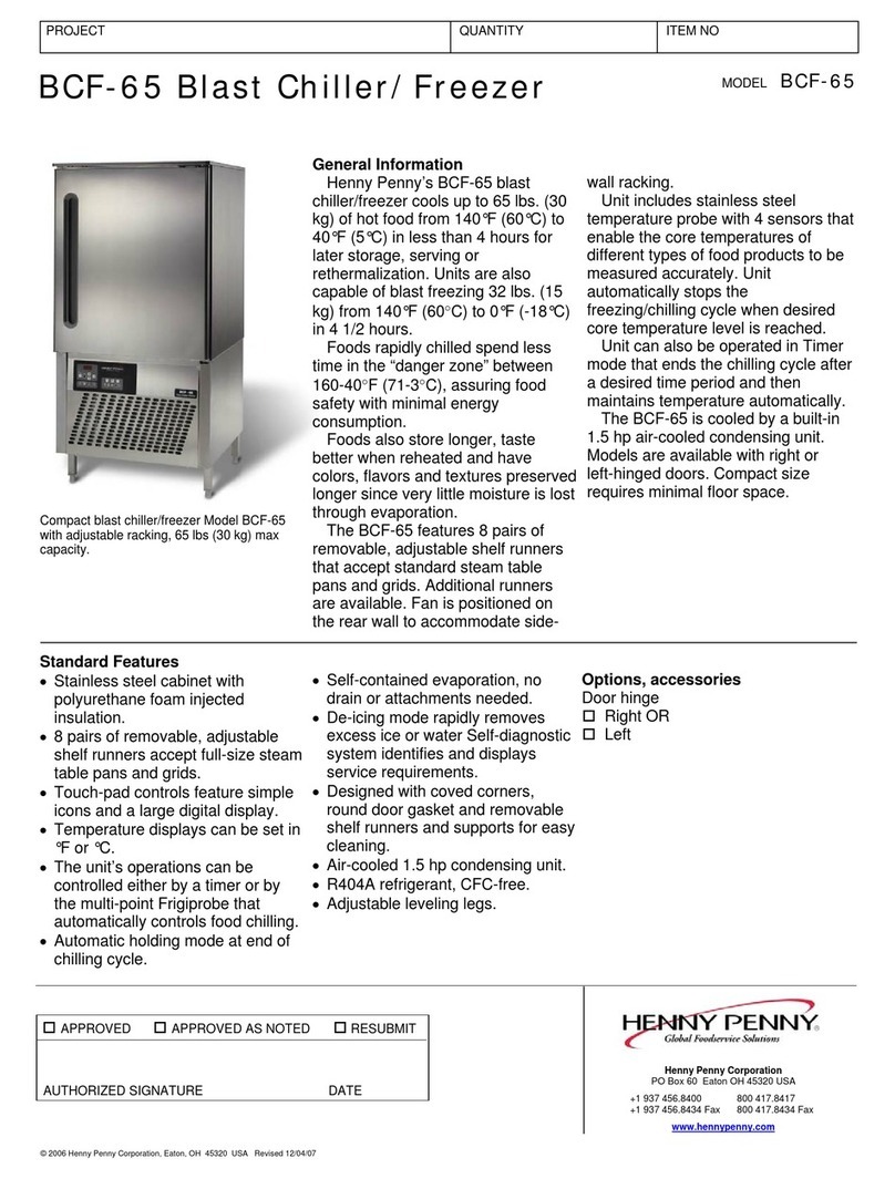 Henny Penny BCF-65 Specification sheet