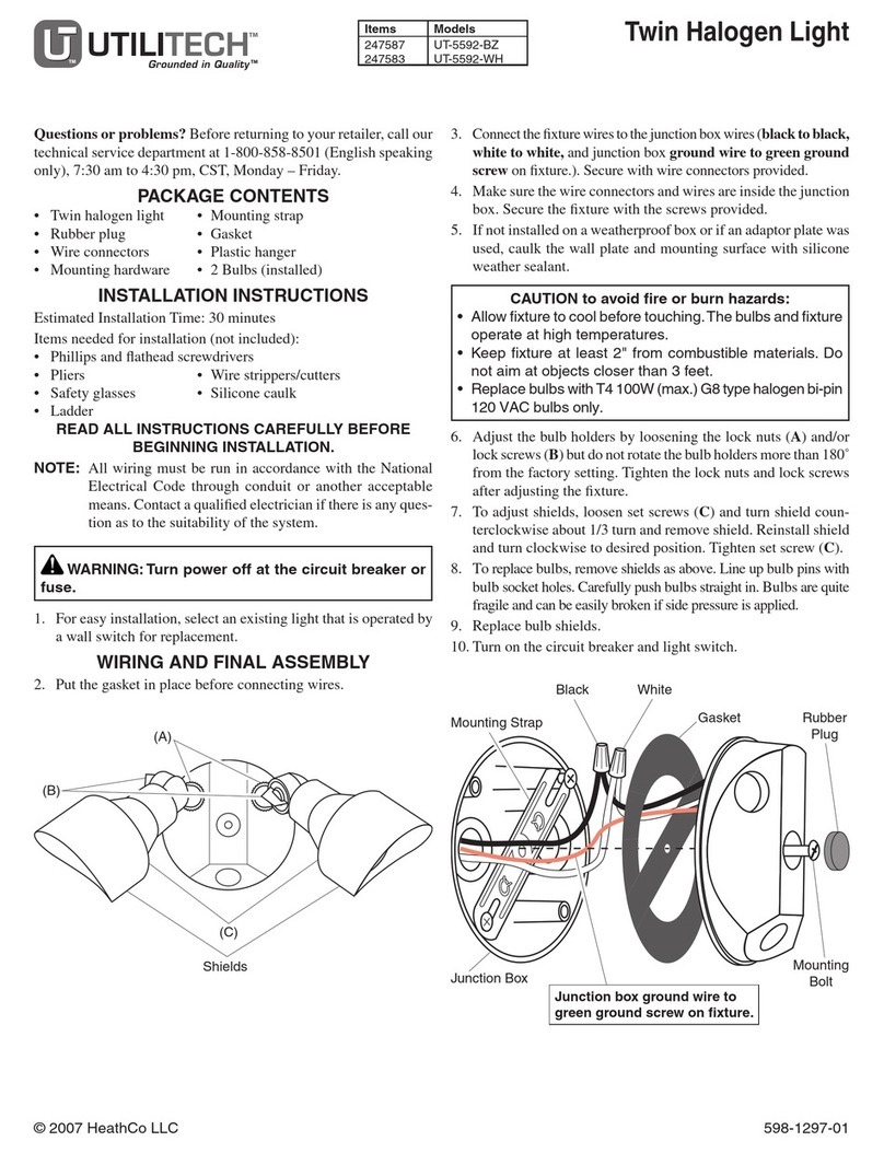 Utilitech Twin Halogen Light UT-5592-BZ owner's manual