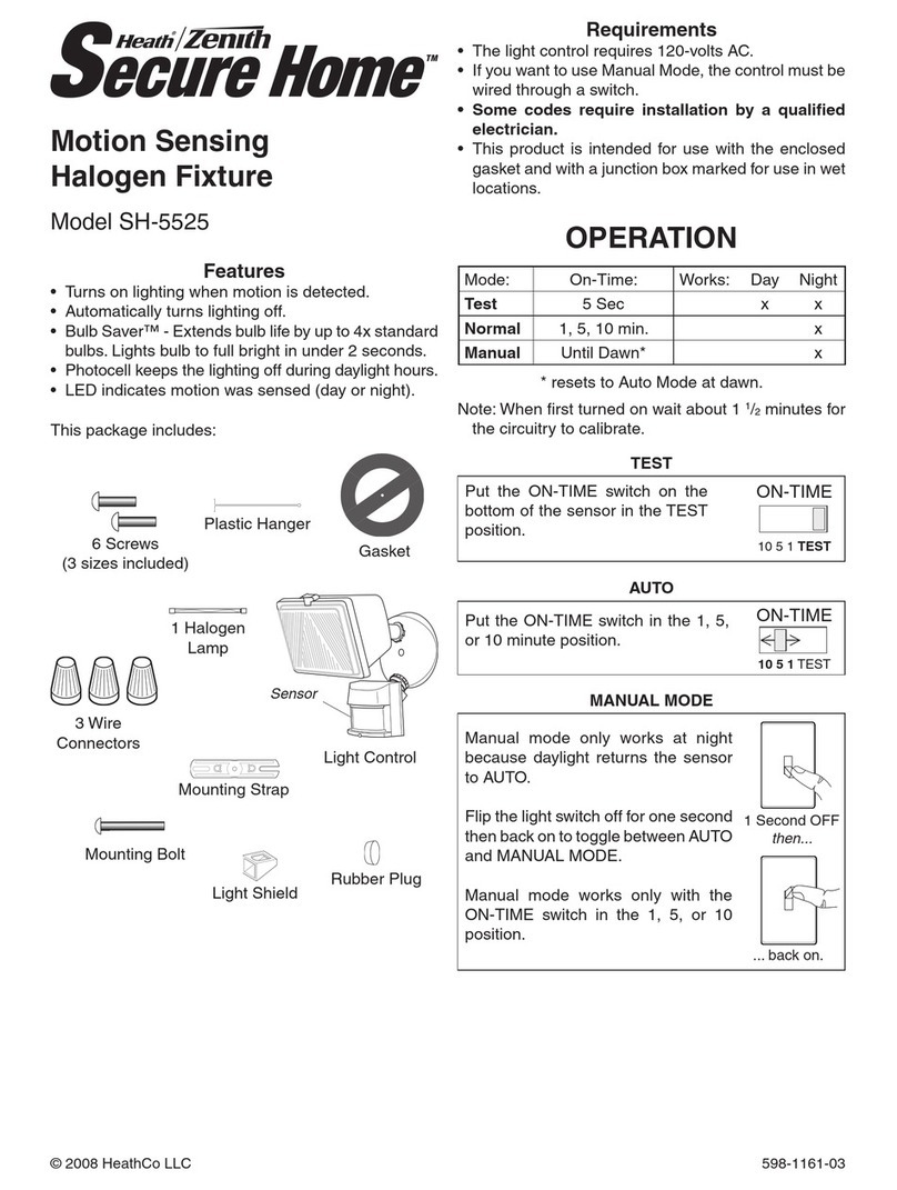 Heath Zenith Motion Sensing Halogen Fixture SH-5525 owner's manual