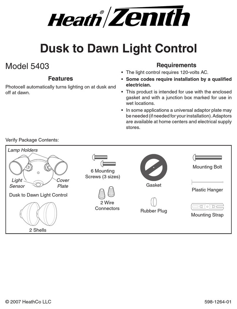 Heath Zenith Dusk to Dawn Light Control 5403 owner's manual