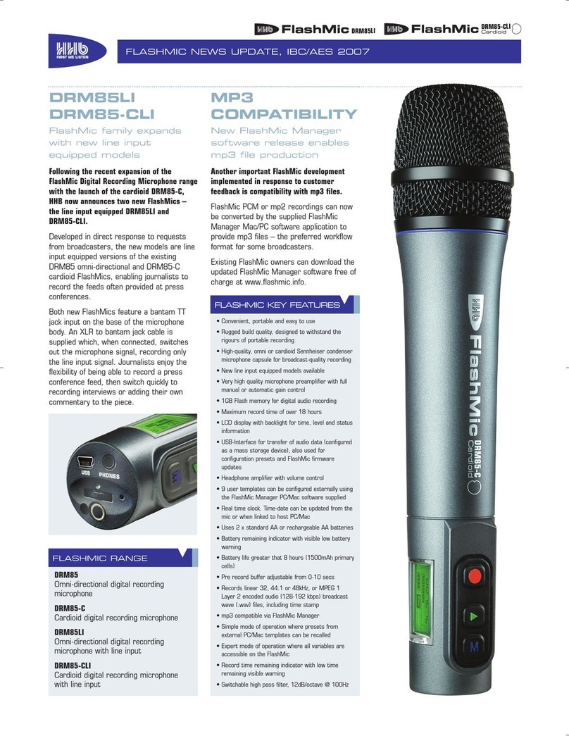 HHB FlashMic DRM85-CLI Cardioid Owner's manual