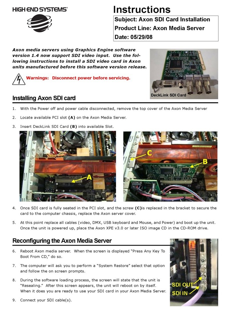 High End Systems Axon Axon SDI Card installation instructions High End Systems Axon Axon SDI Card installation instructions